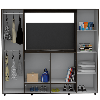 Closet Isvela Chocolate Y Blanco Con Espacio Para Tv De 46"