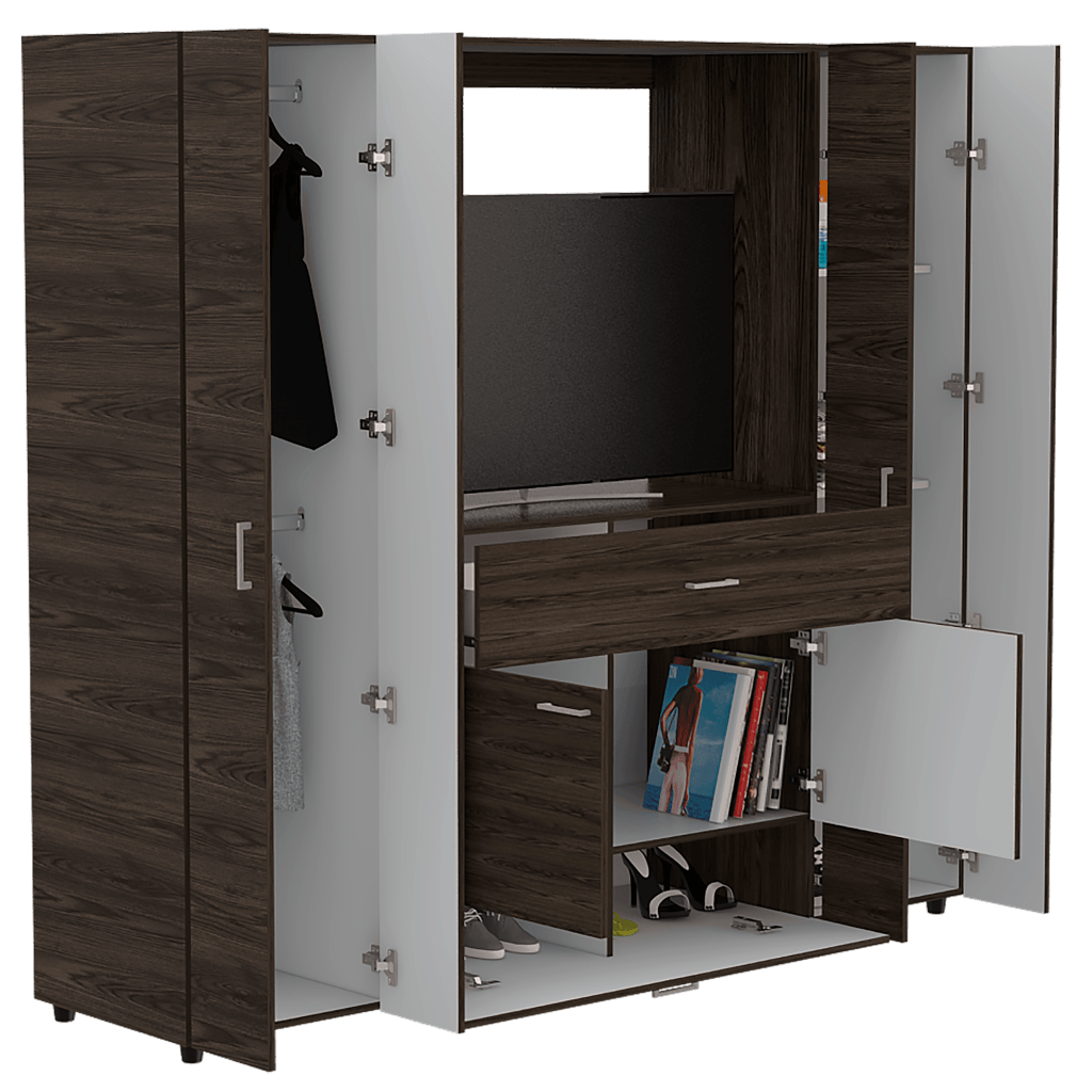 Closet Isvela Chocolate Y Blanco Con Espacio Para Tv De 46"