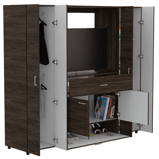Closet Isvela Chocolate Y Blanco Con Espacio Para Tv De 46"
