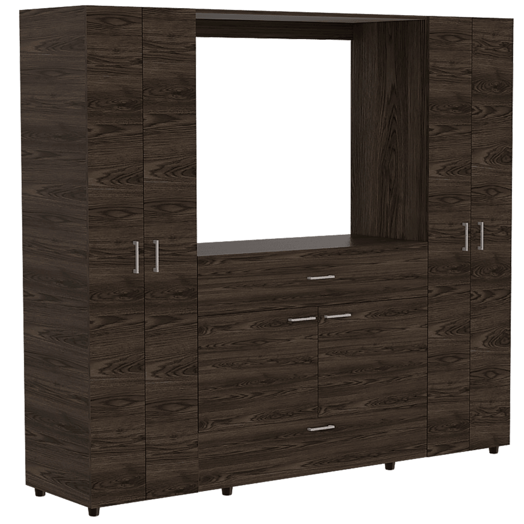 Closet Isvela Chocolate Y Blanco Con Espacio Para Tv De 46"