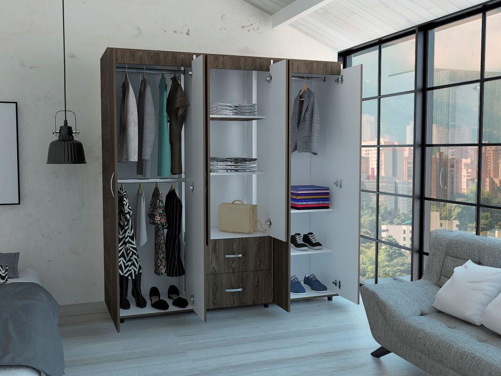 Closet Quenari 180   Blanco Y Coñac