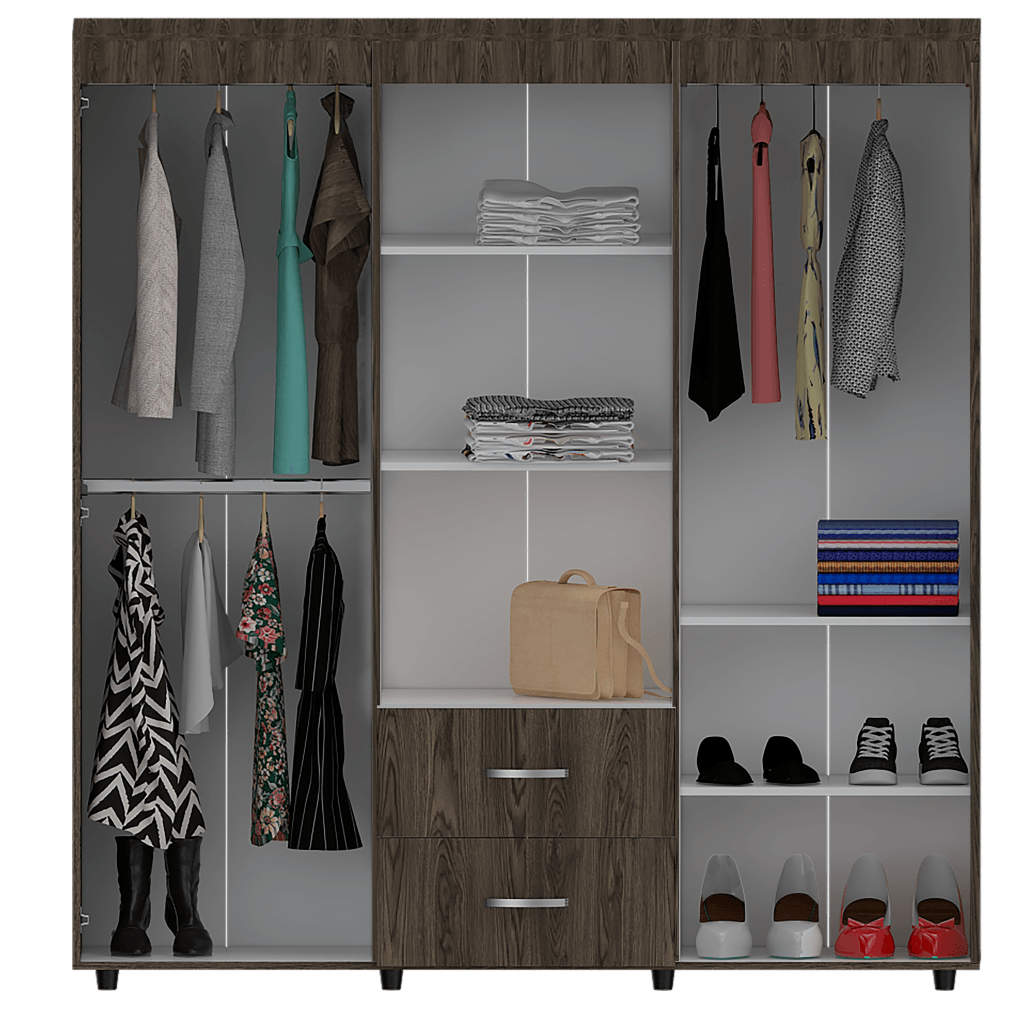 Closet Quenari 180   Blanco Y Coñac