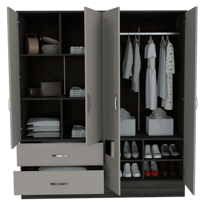 Closet Aspiro Con Espejos Gris Y Chocolate