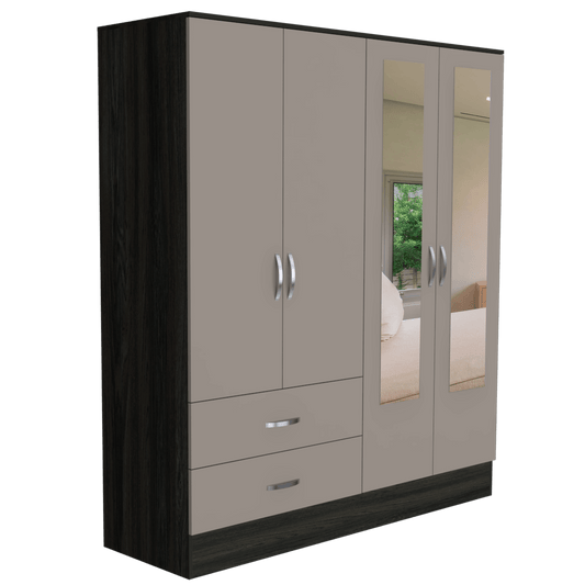 Closet Aspiro Con Espejos Gris Y Chocolate