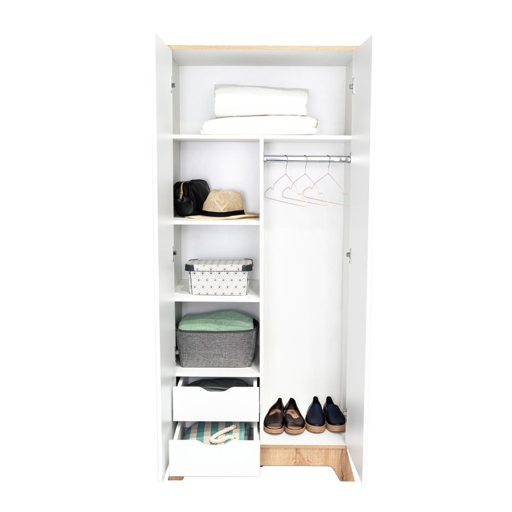 Closet Zevox, Café Claro Y Blanco, Dos Puertas Abatibles