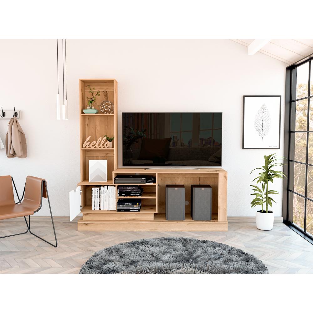 Mesa Para Tv Klepa Duna Y Blanco Para Televisor Para 55 Pulgadas