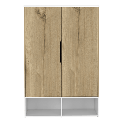 Closet Seey, Café Claro Y Blanco, Con Dos Puertas Y Tubo Metalico Para Colgar Ropa