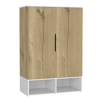 Closet Seey, Café Claro Y Blanco, Con Dos Puertas Y Tubo Metalico Para Colgar Ropa