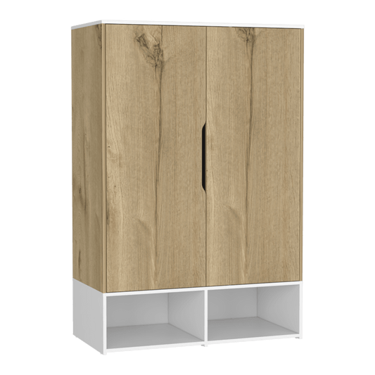 Closet Seey, Café Claro Y Blanco, Con Dos Puertas Y Tubo Metalico Para Colgar Ropa
