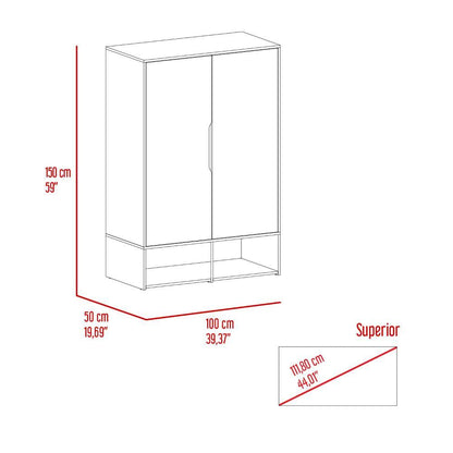 Closet Seey, Café Claro Y Blanco, Con Dos Puertas Y Tubo Metalico Para Colgar Ropa