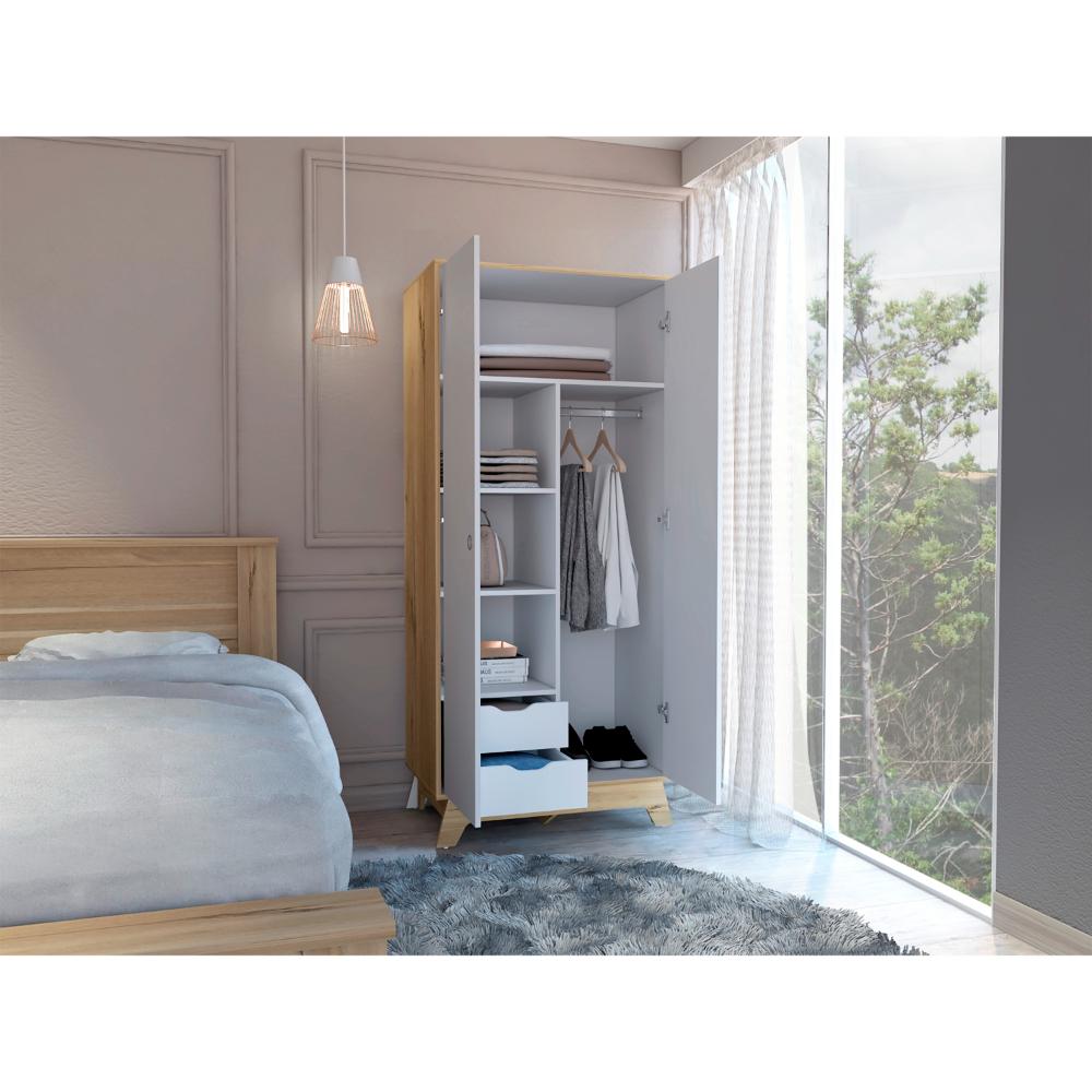 Closet Zevox, Café Claro Y Blanco, Dos Puertas Abatibles