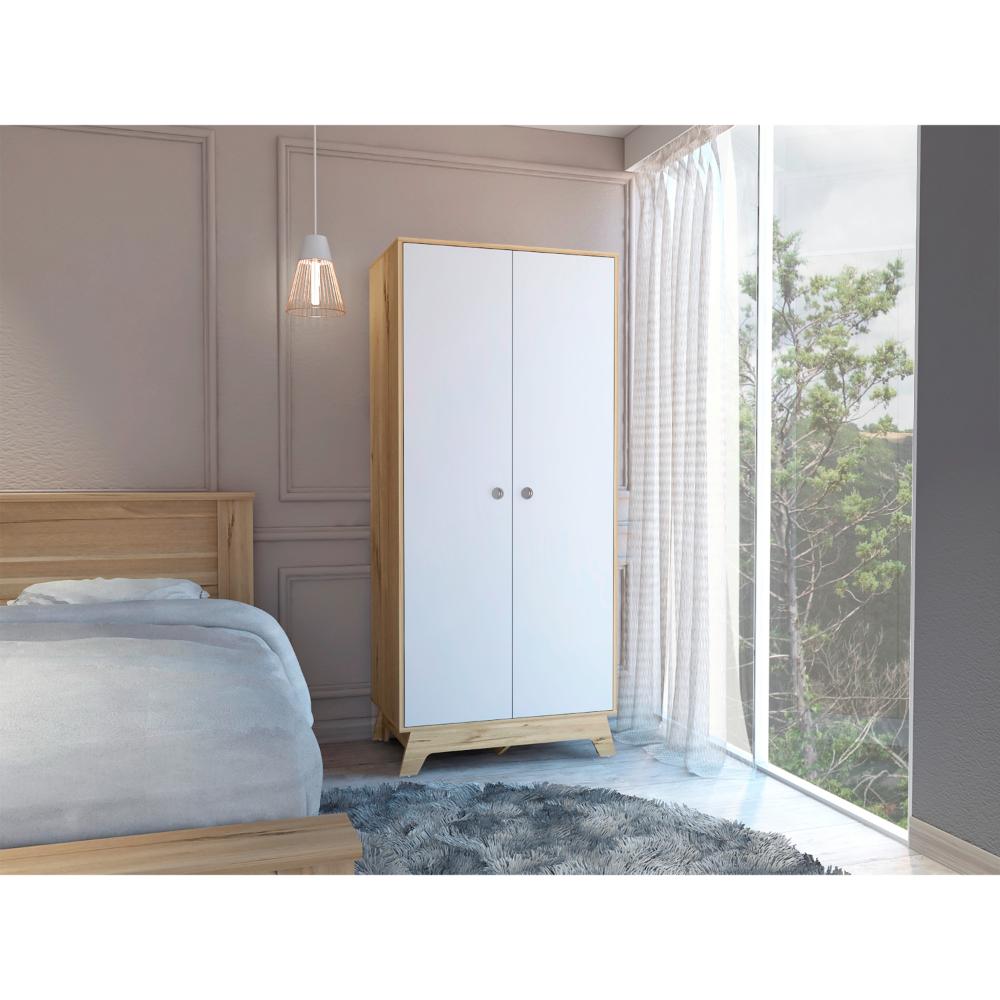 Closet Zevox, Café Claro Y Blanco, Dos Puertas Abatibles