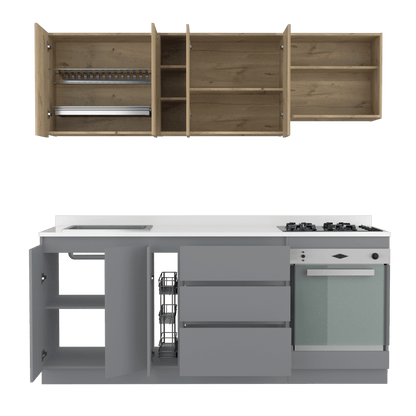 Cocina Integral Orvian Duna Y Blanco Con Mesón Izquierdo