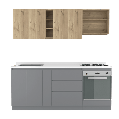 Cocina Integral Orvian Duna Y Blanco Con Mesón Izquierdo