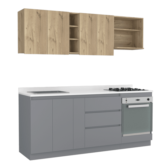 Cocina Integral Orvian Duna Y Blanco Con Mesón Izquierdo