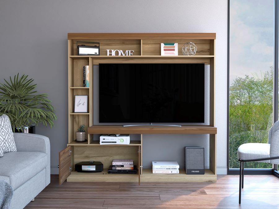 Mesa Para Tv Veonia Duna Y Castaño Con Espacio Para Televisor De 55 Pulgadas Cop