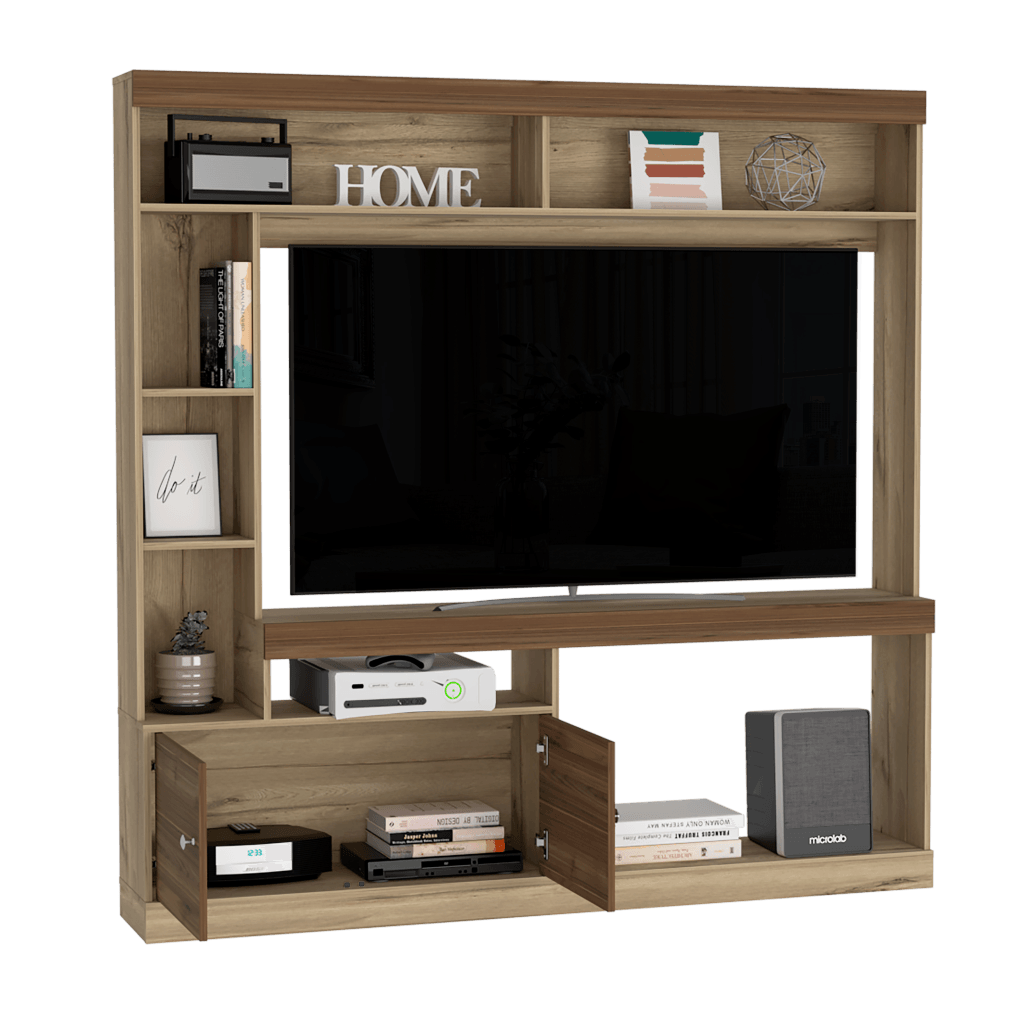 Mesa Para Tv Veonia Duna Y Castaño Con Espacio Para Televisor De 55 Pulgadas Cop