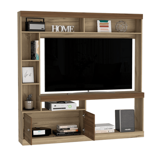 Mesa Para Tv Veonia Duna Y Castaño Con Espacio Para Televisor De 55 Pulgadas Cop