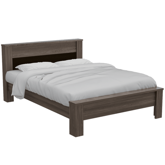 Cama Doble Kalver Avellana Y Wengue