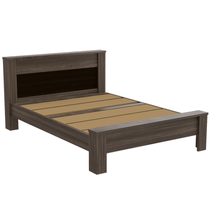 Cama Doble Kalver Avellana Y Wengue