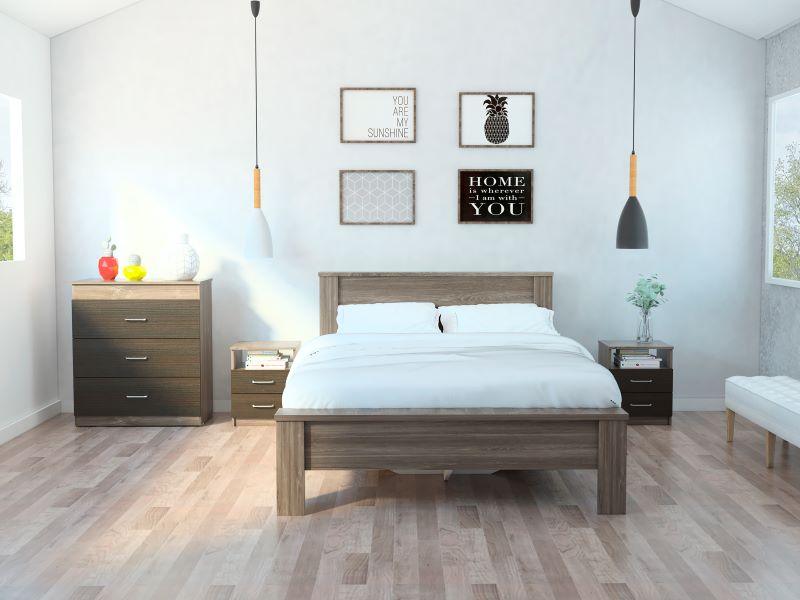 Combo Para Habitación Lixcy Chocolate Incluye Cama, Mesa De Noche Y Organizador