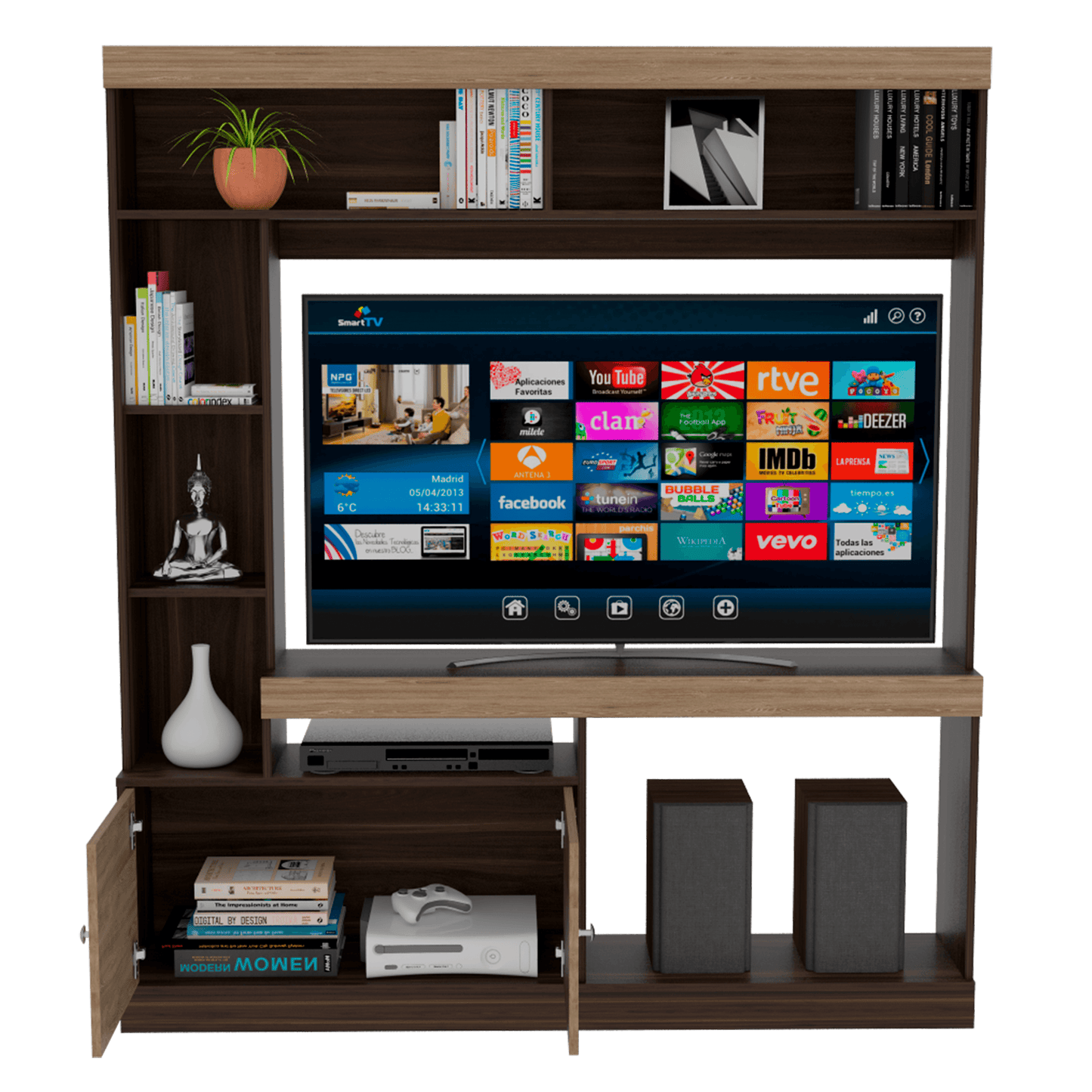 Mesa Para Tv Veonia Caoba Y Miel Para Televisor De 55"