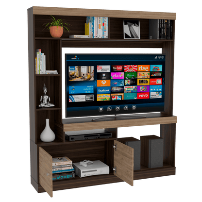 Mesa Para Tv Veonia Caoba Y Miel Para Televisor De 55"