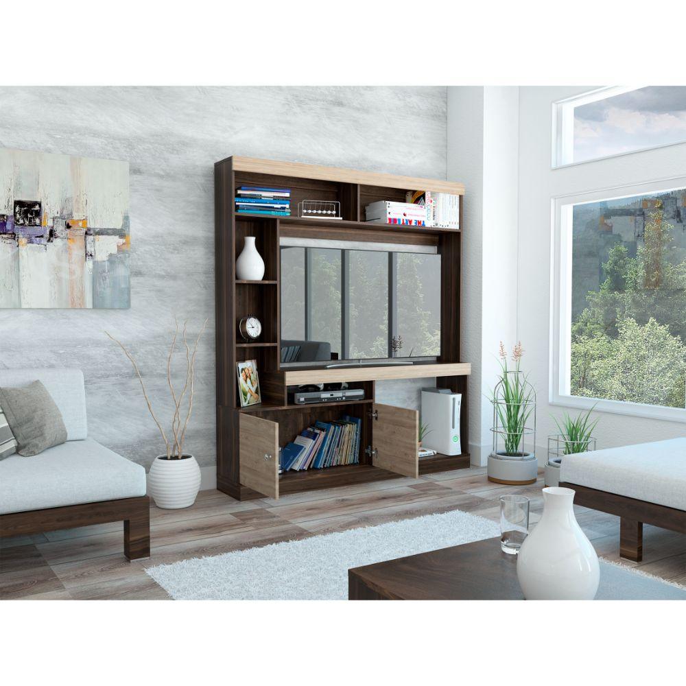 Mesa Para Tv Veonia Caoba Y Miel Para Televisor De 55"