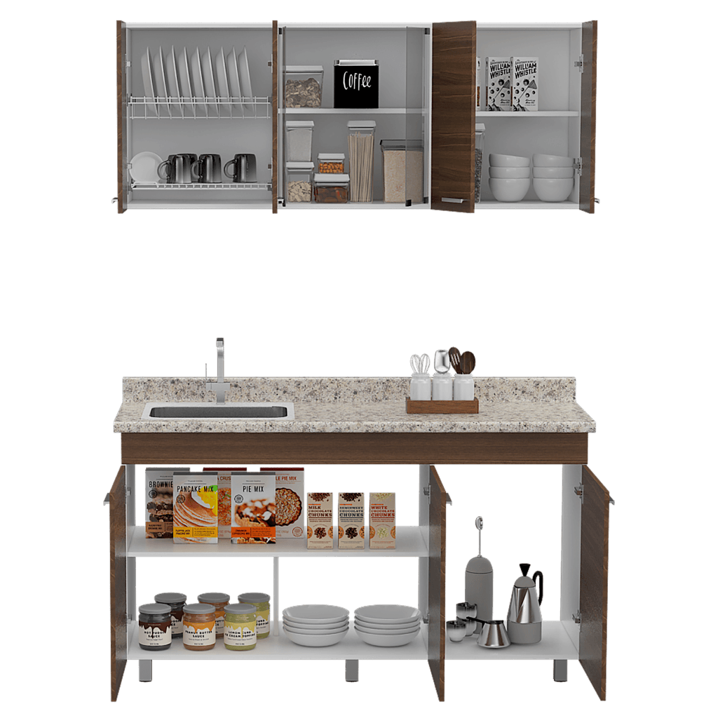 Cocina Integral Avorin Chocolate Y Blanco Con Mesón Izquierdo
