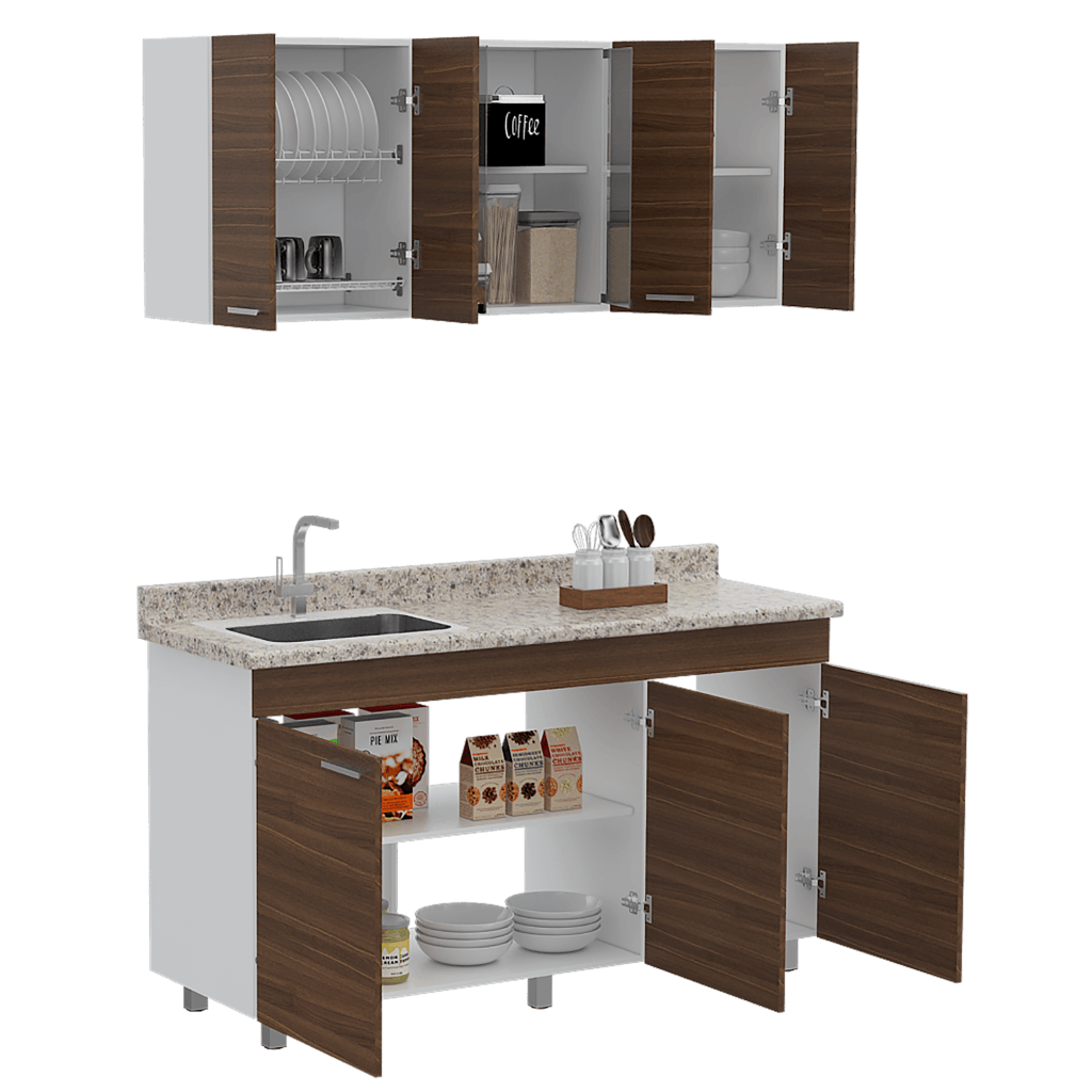 Cocina Integral Avorin Chocolate Y Blanco Con Mesón Izquierdo