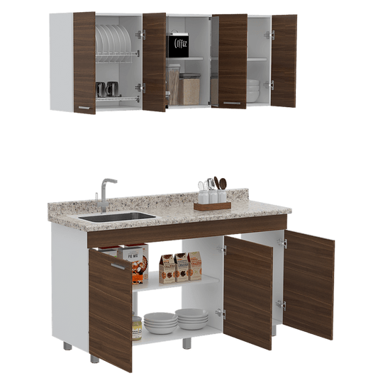 Cocina Integral Avorin Chocolate Y Blanco Con Mesón Izquierdo