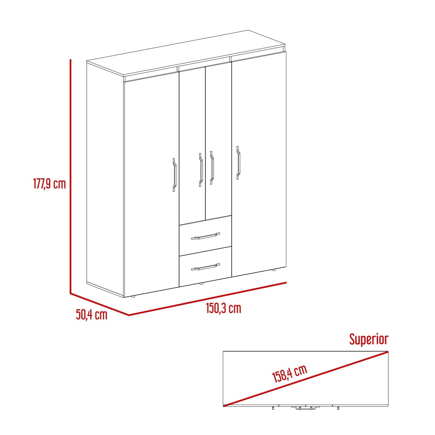 Closet Quenari Eco 180 X 150 X 50  Blanco