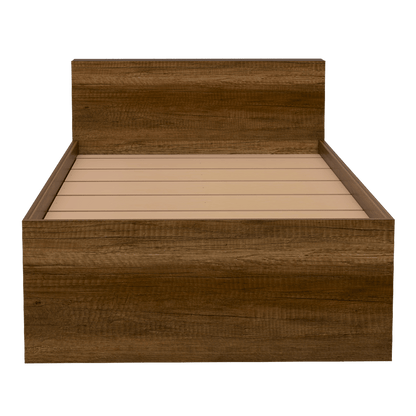 Cama Sencilla Illena, Cobre, Con Detalle Funcional En La Cabecera Para Libros Y Objetos Personales