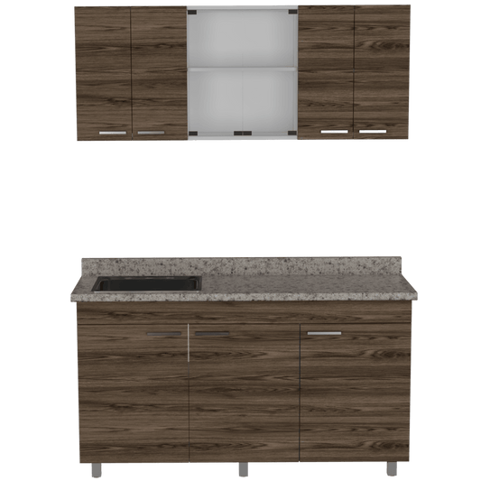 Cocina Integral Avorin Chocolate Y Blanco Con Mesón Izquierdo