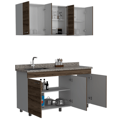Cocina Integral Avorin Chocolate Y Blanco Con Mesón Izquierdo