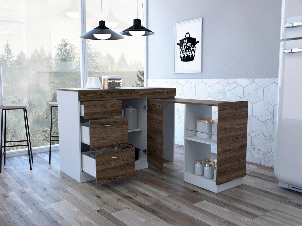 Gabinete Inferior De Cocina Parris Blanco Y Coñac 120 Cm