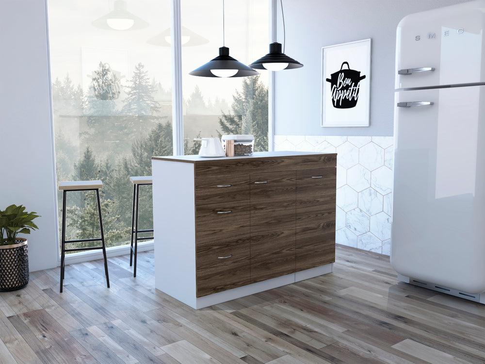 Gabinete Inferior De Cocina Parris Blanco Y Coñac 120 Cm