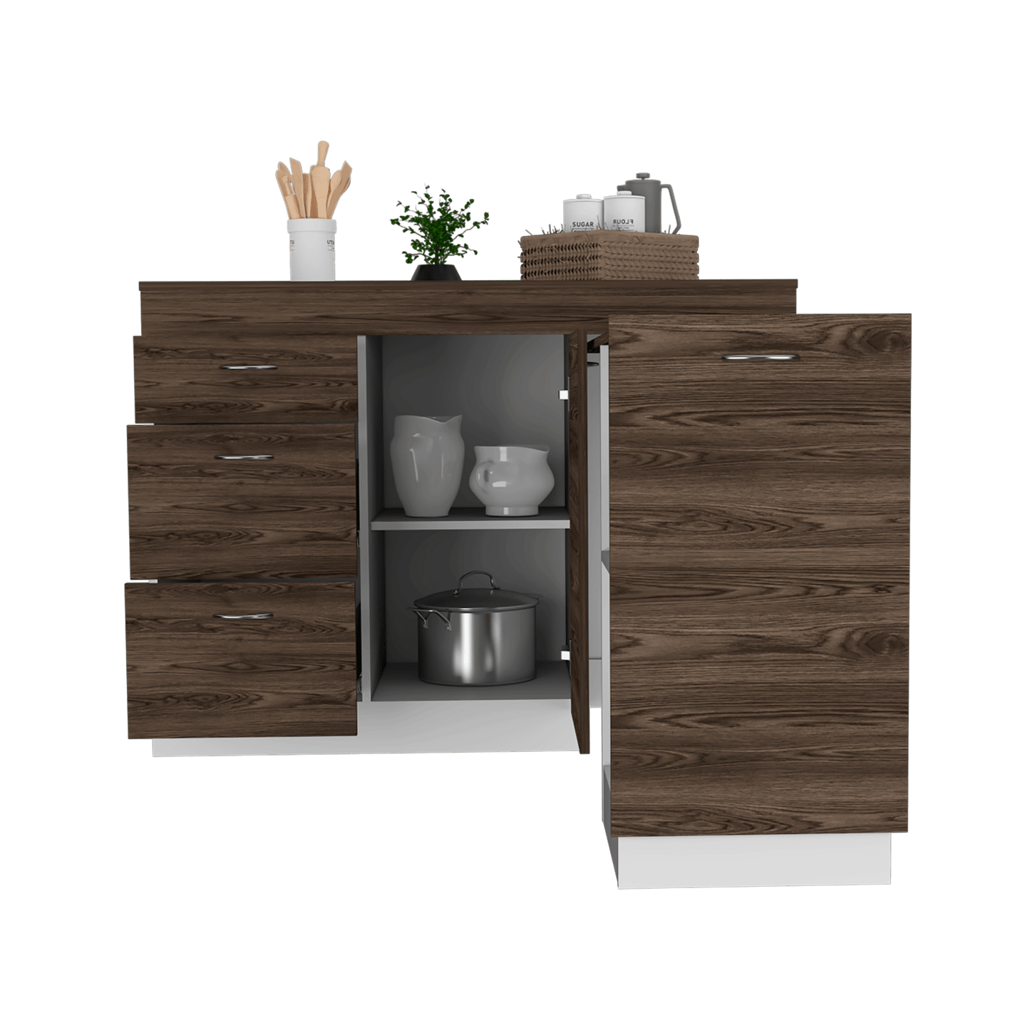 Gabinete Inferior De Cocina Parris Blanco Y Coñac 120 Cm