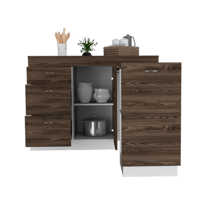 Gabinete Inferior De Cocina Parris Blanco Y Coñac 120 Cm