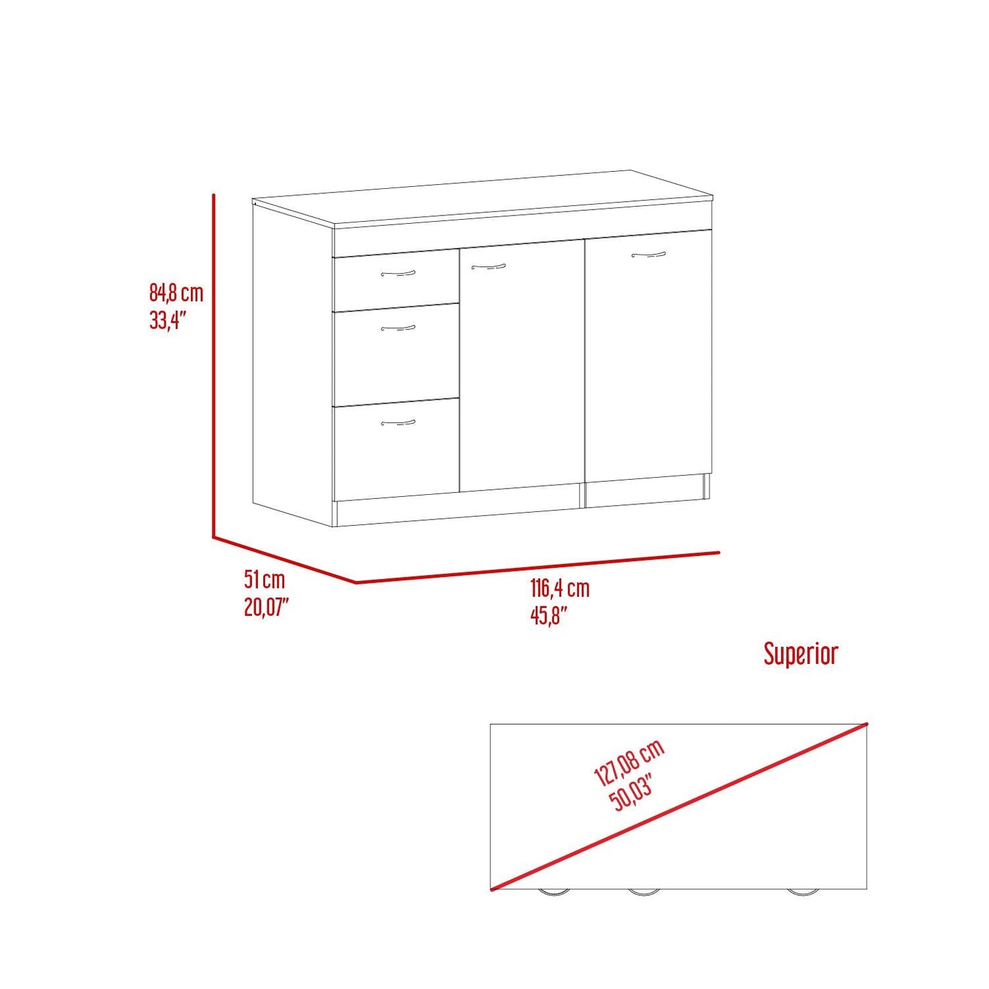 Gabinete Inferior De Cocina Parris Blanco Y Coñac 120 Cm