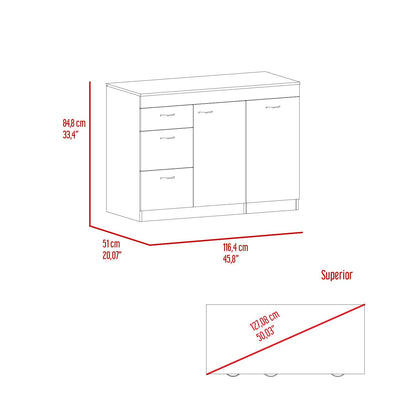 Gabinete Inferior De Cocina Parris Blanco Y Coñac 120 Cm