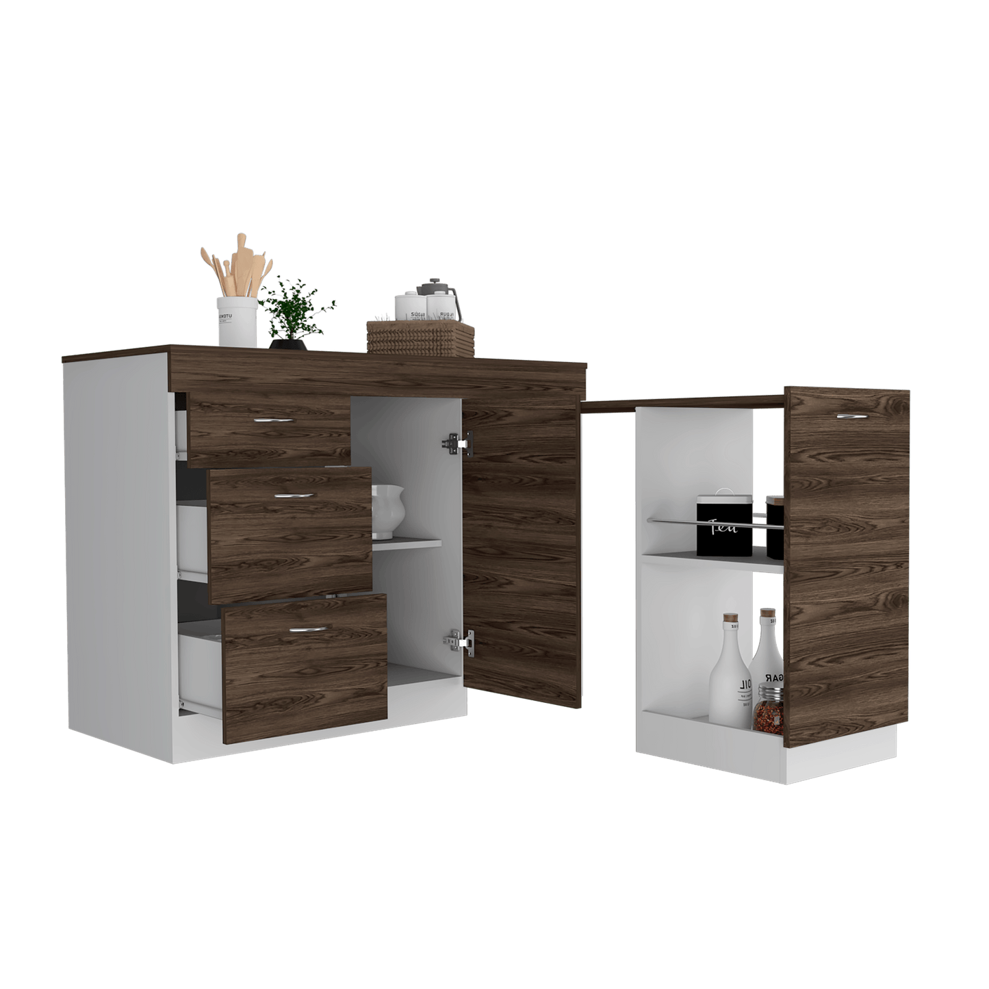 Gabinete Inferior De Cocina Parris Blanco Y Coñac 120 Cm