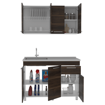 Cocina Integral Bagly Blanco Y Caoba Sirve Para Mesón Derecho E Izquierdo