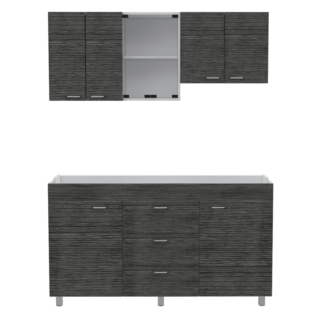 Cocina Integral  Ilvona  Blanco Y Roble Gris