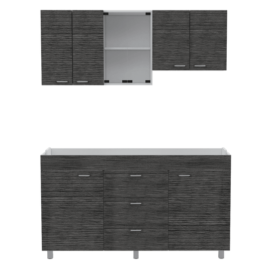 Cocina Integral  Ilvona  Blanco Y Roble Gris