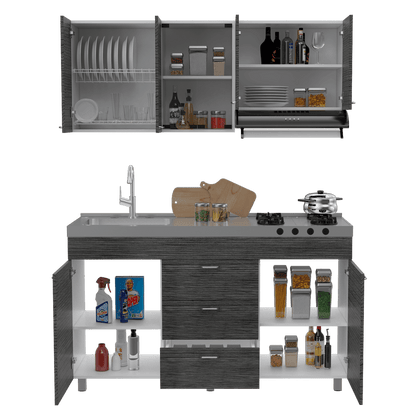 Cocina Integral  Ilvona  Blanco Y Roble Gris