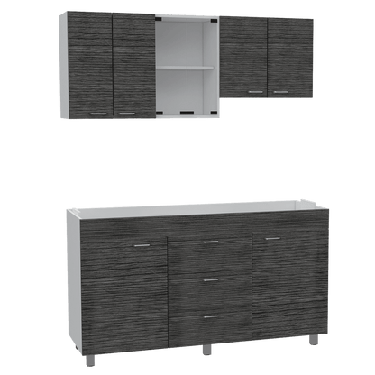 Cocina Integral  Ilvona  Blanco Y Roble Gris