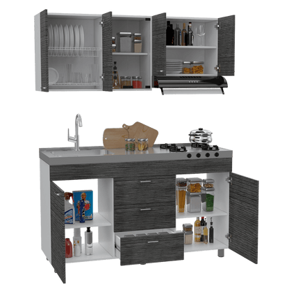 Cocina Integral  Ilvona  Blanco Y Roble Gris
