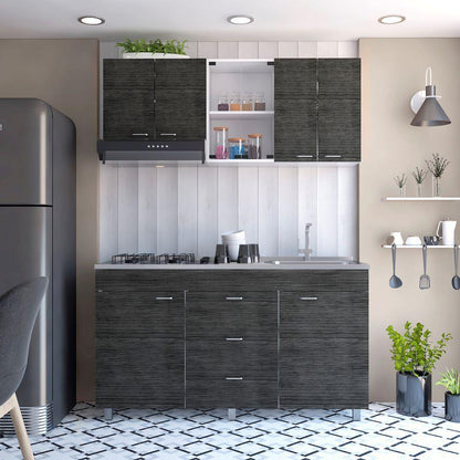 Cocina Integral Ilvona Gris Y Blanco Con Mesón Derecho