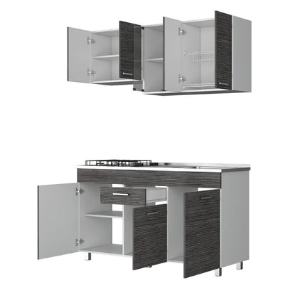 Cocina Integral Avorin Gris Y Blanco Con Mesón Derecho